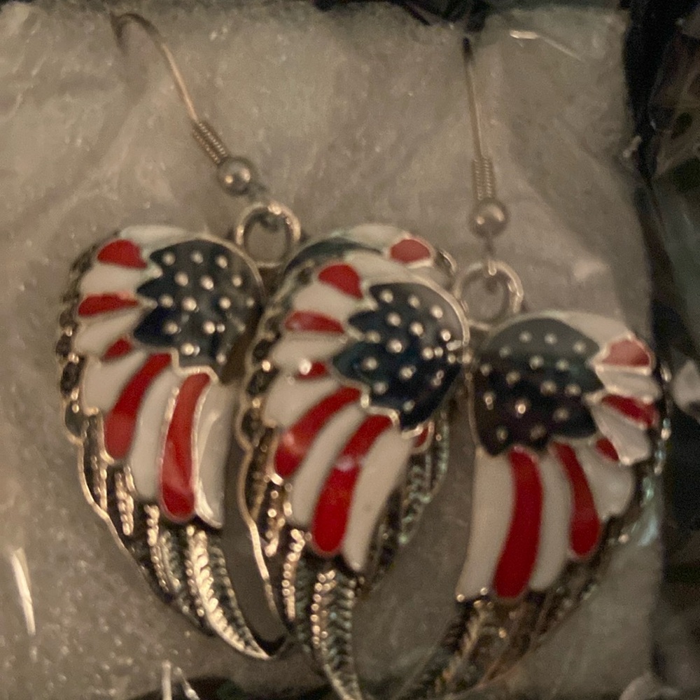 Beautiful Angel Wings Earrings Enamel and Silver